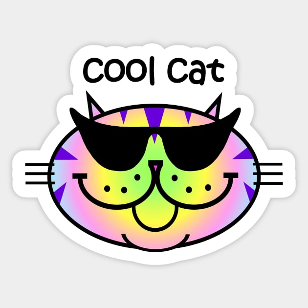 Cool Cat 2 - Rainbow Tabby Sticker by RawSunArt